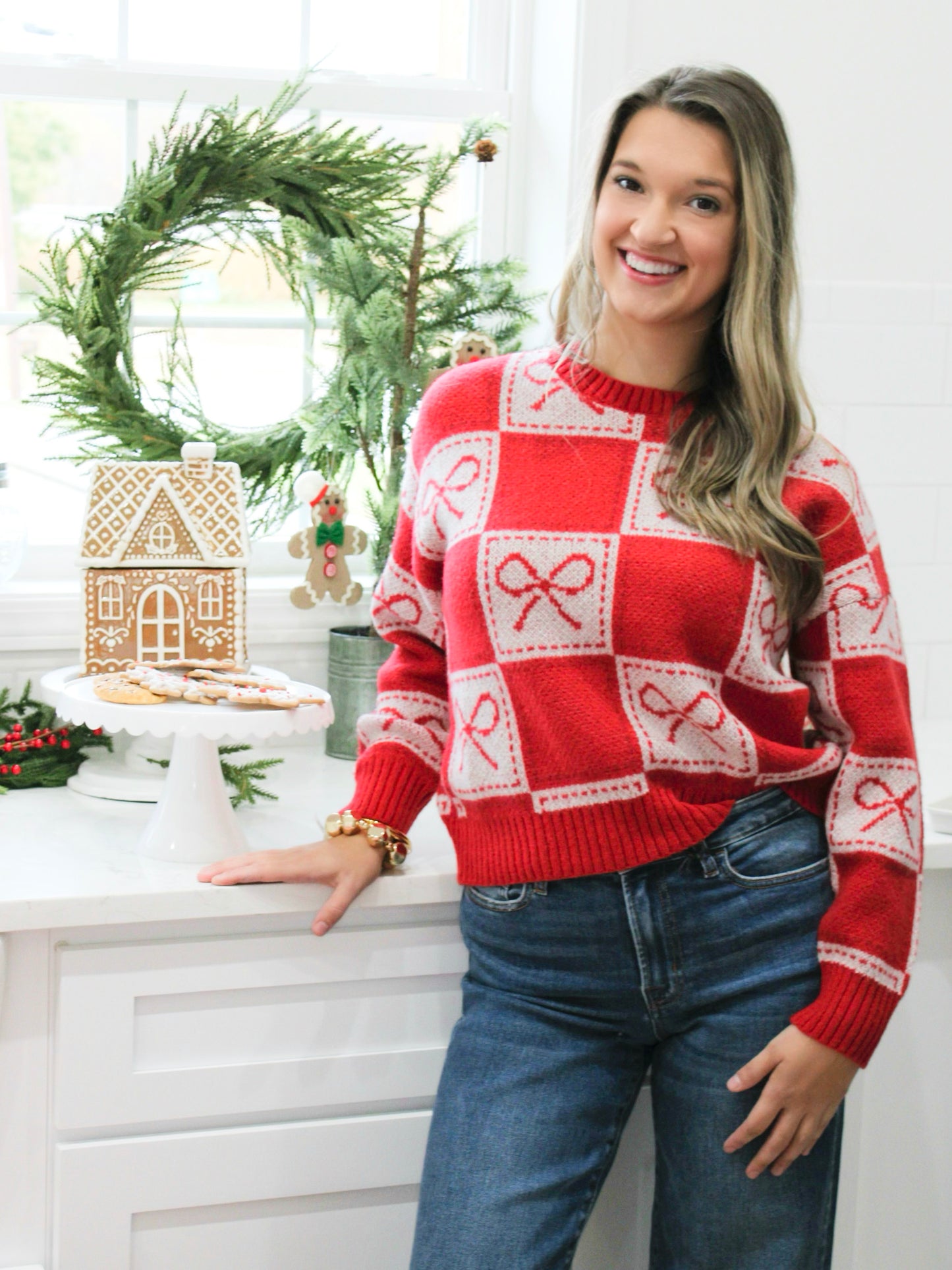 Sylvie Checkered Bow Sweater