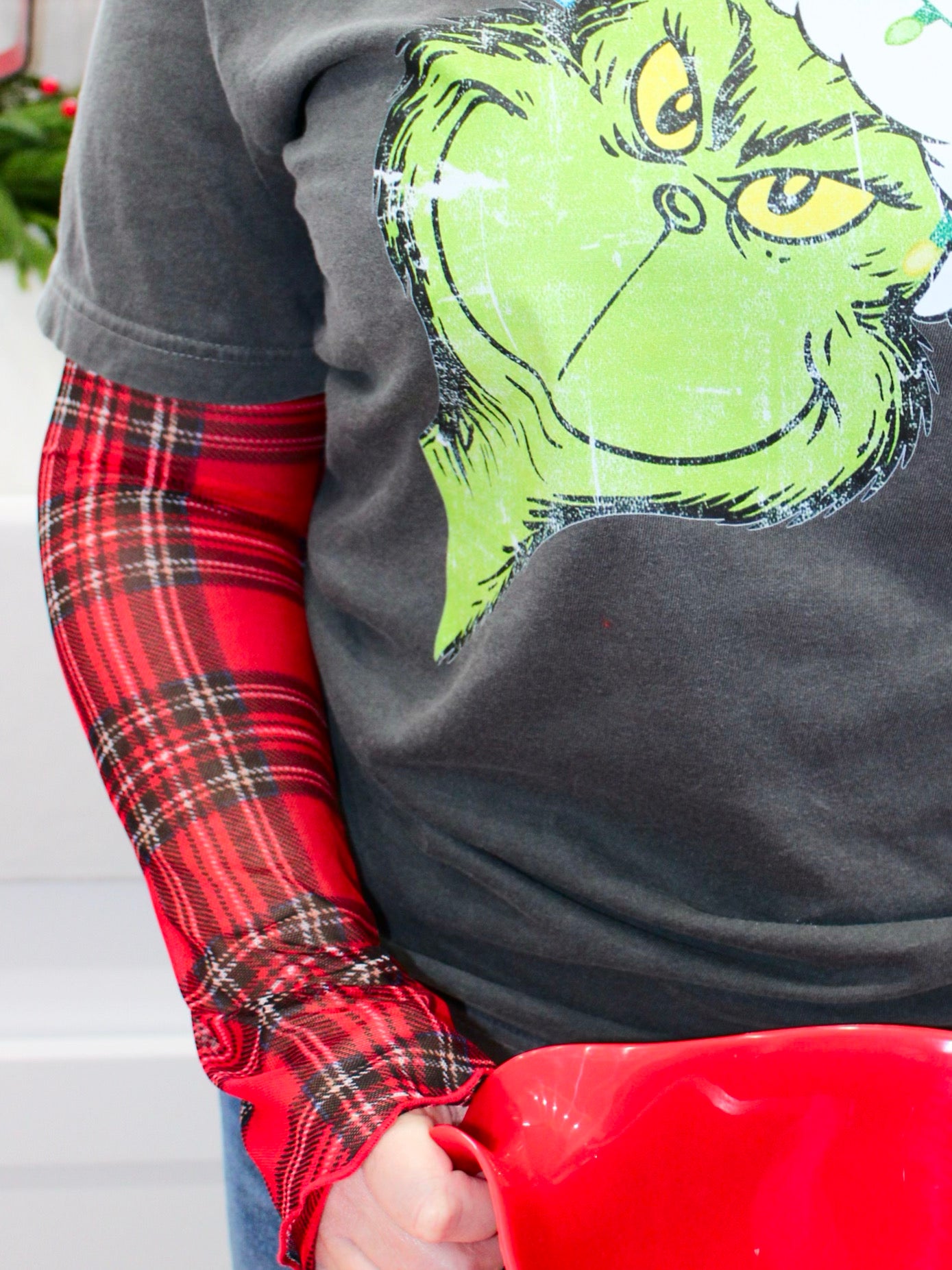 Harliegh Printed Sheer Top | Red Plaid