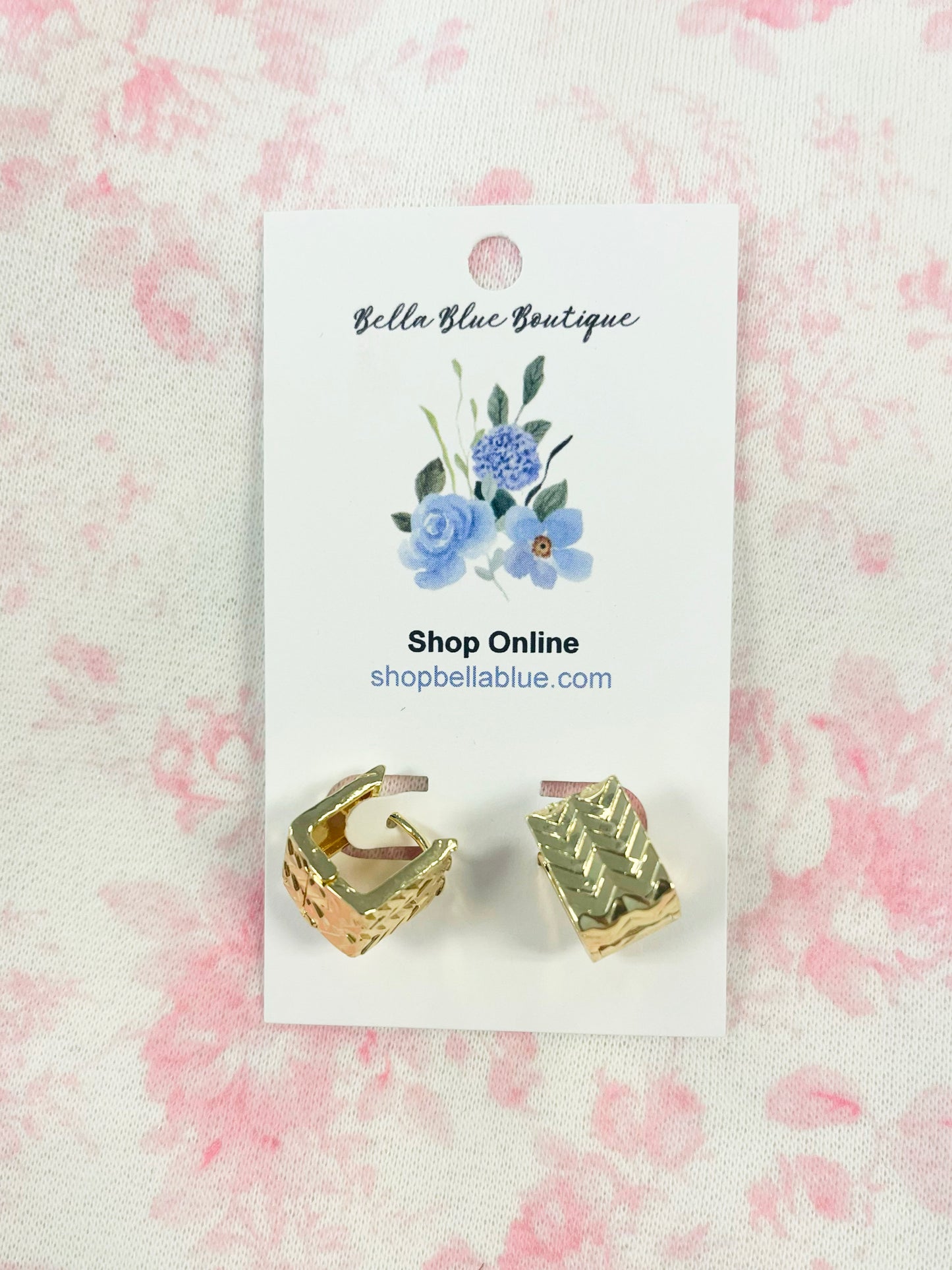 Hallie Textured Square Hoop Earrings