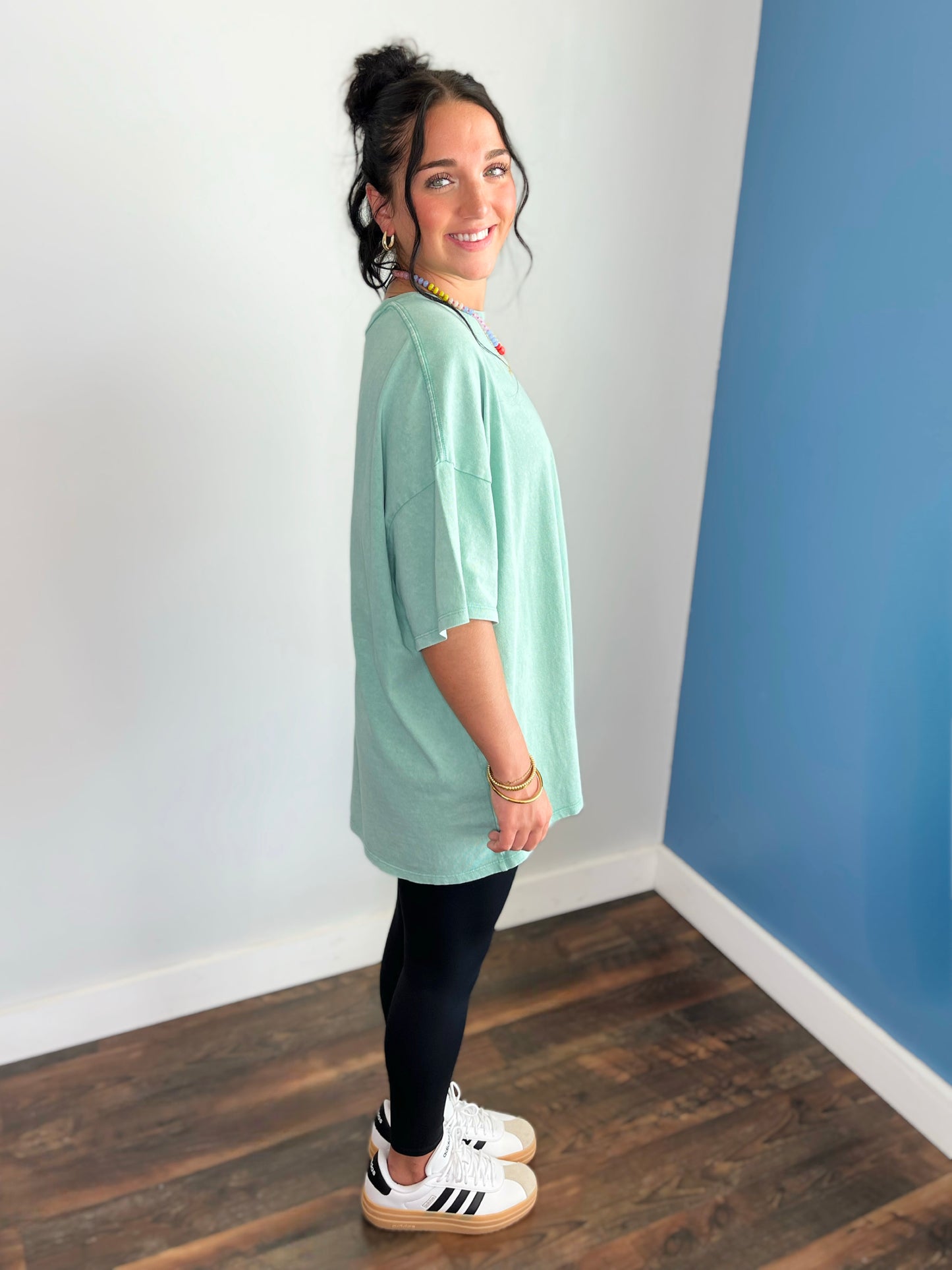 Stevie Mineral Washed Oversized Tee | Emerald Green
