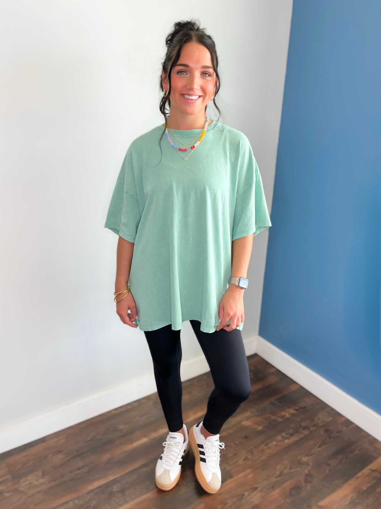 Stevie Mineral Washed Oversized Tee | Emerald Green