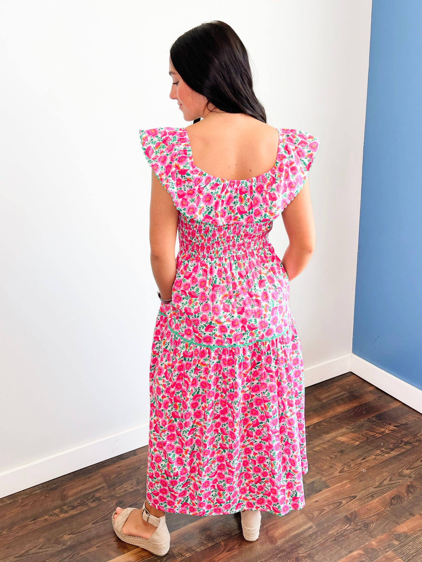 Claire Floral Smocked Midi Dress