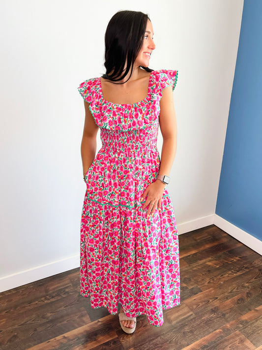 Claire Floral Smocked Midi Dress