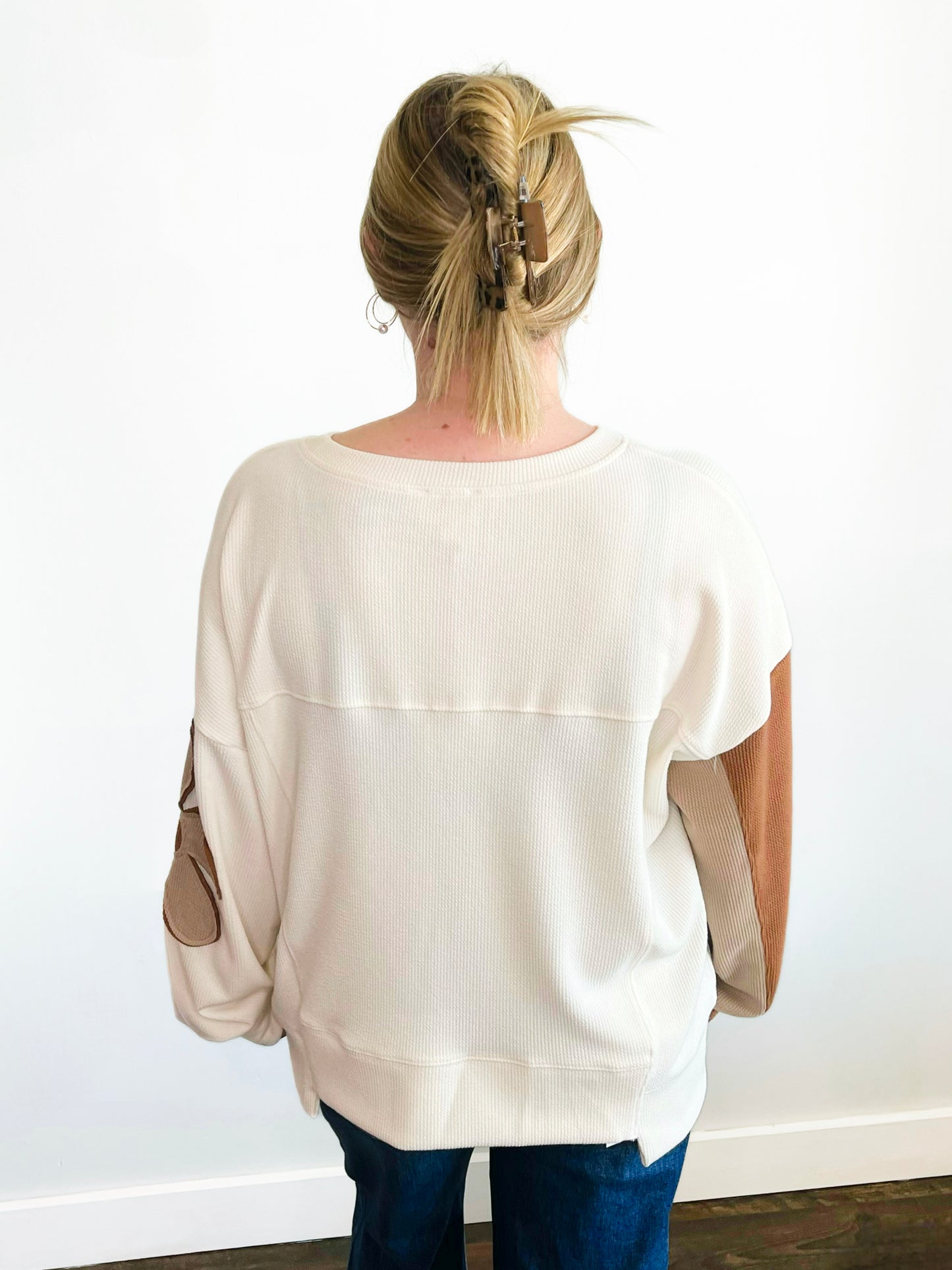 Emmeline Ribbed Floral Patchwork Top