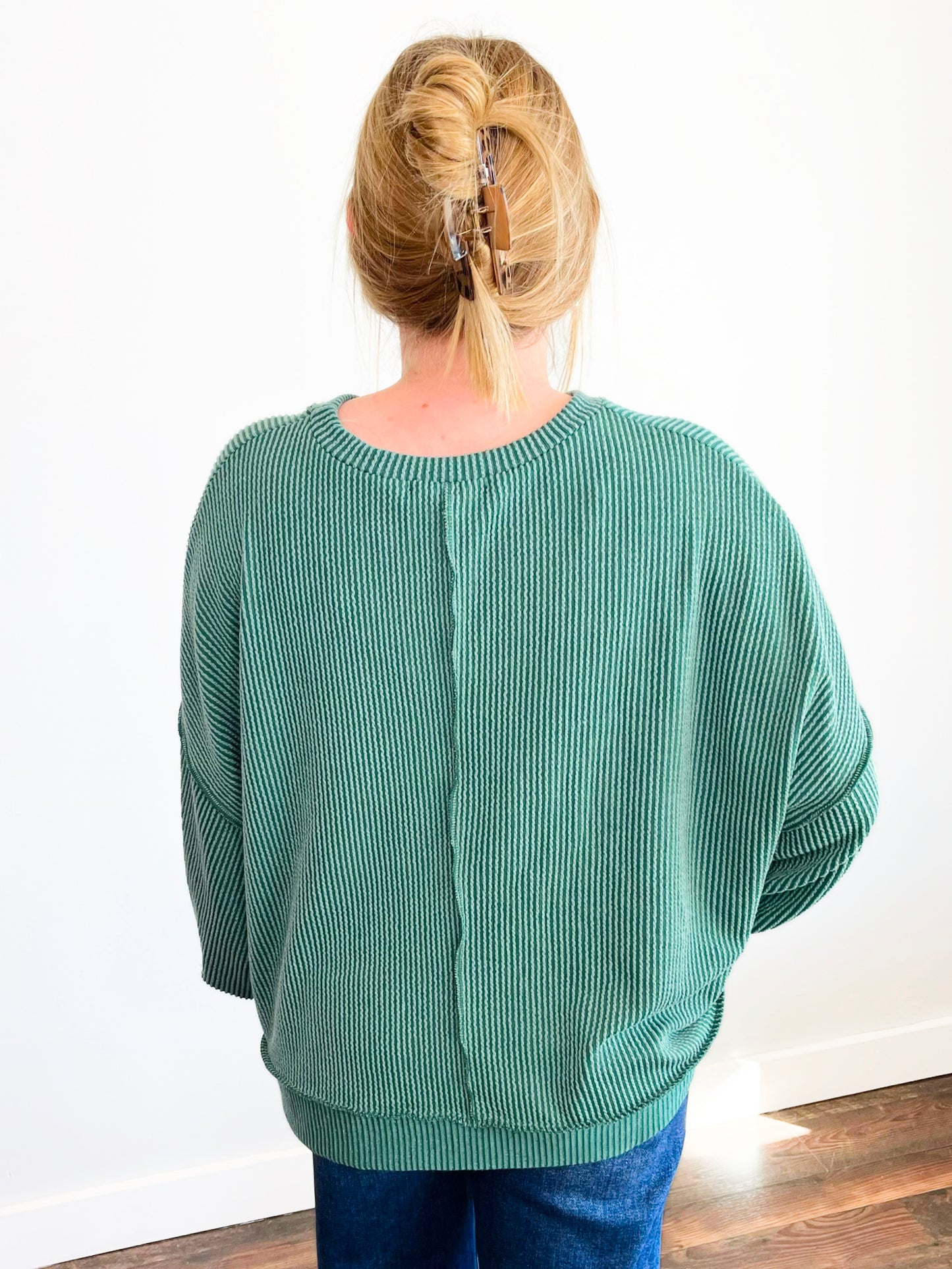 Bella Ribbed Knit Top | Hunter Green