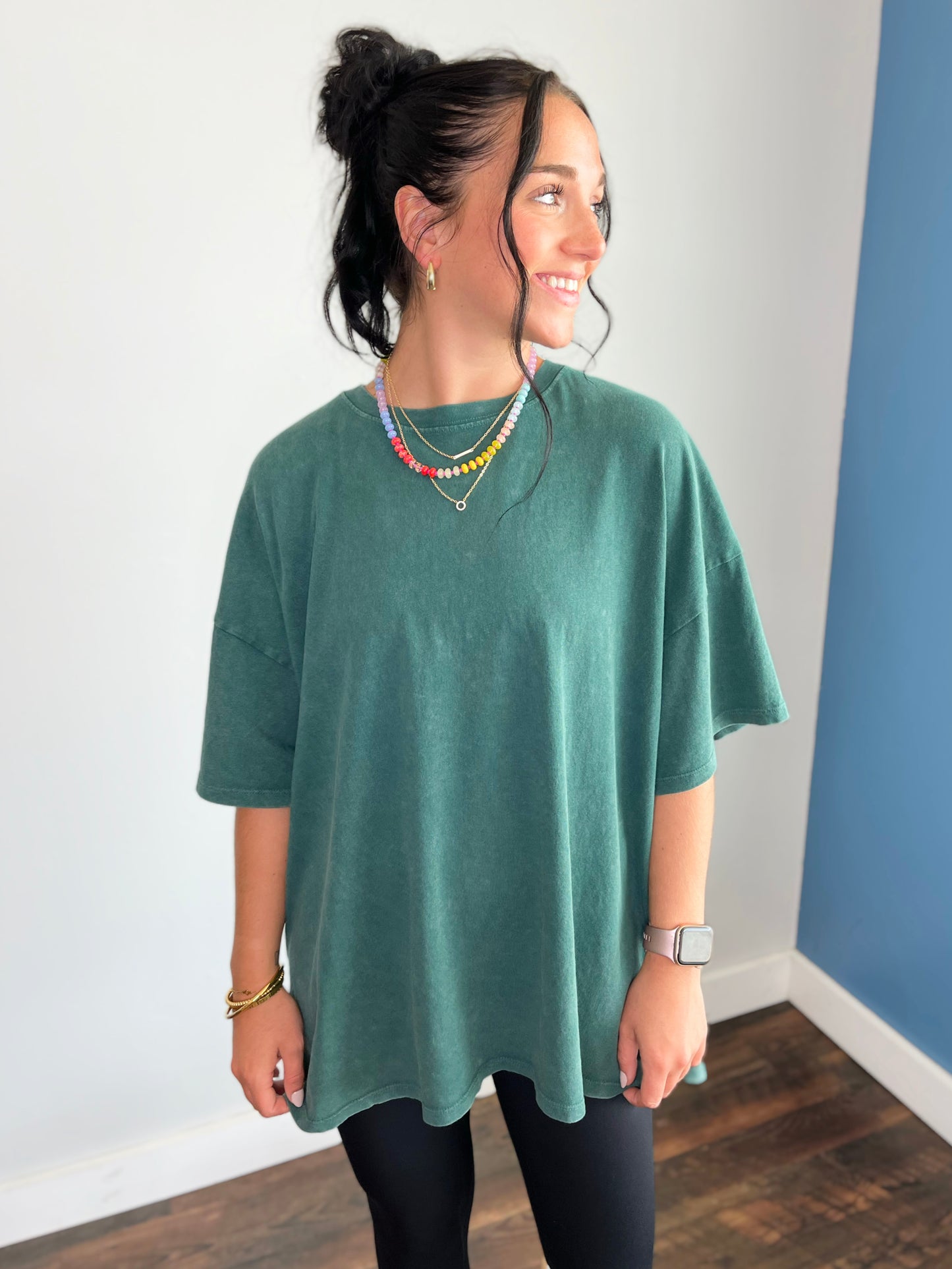 Stevie Mineral Washed Oversized Tee | Deep Green
