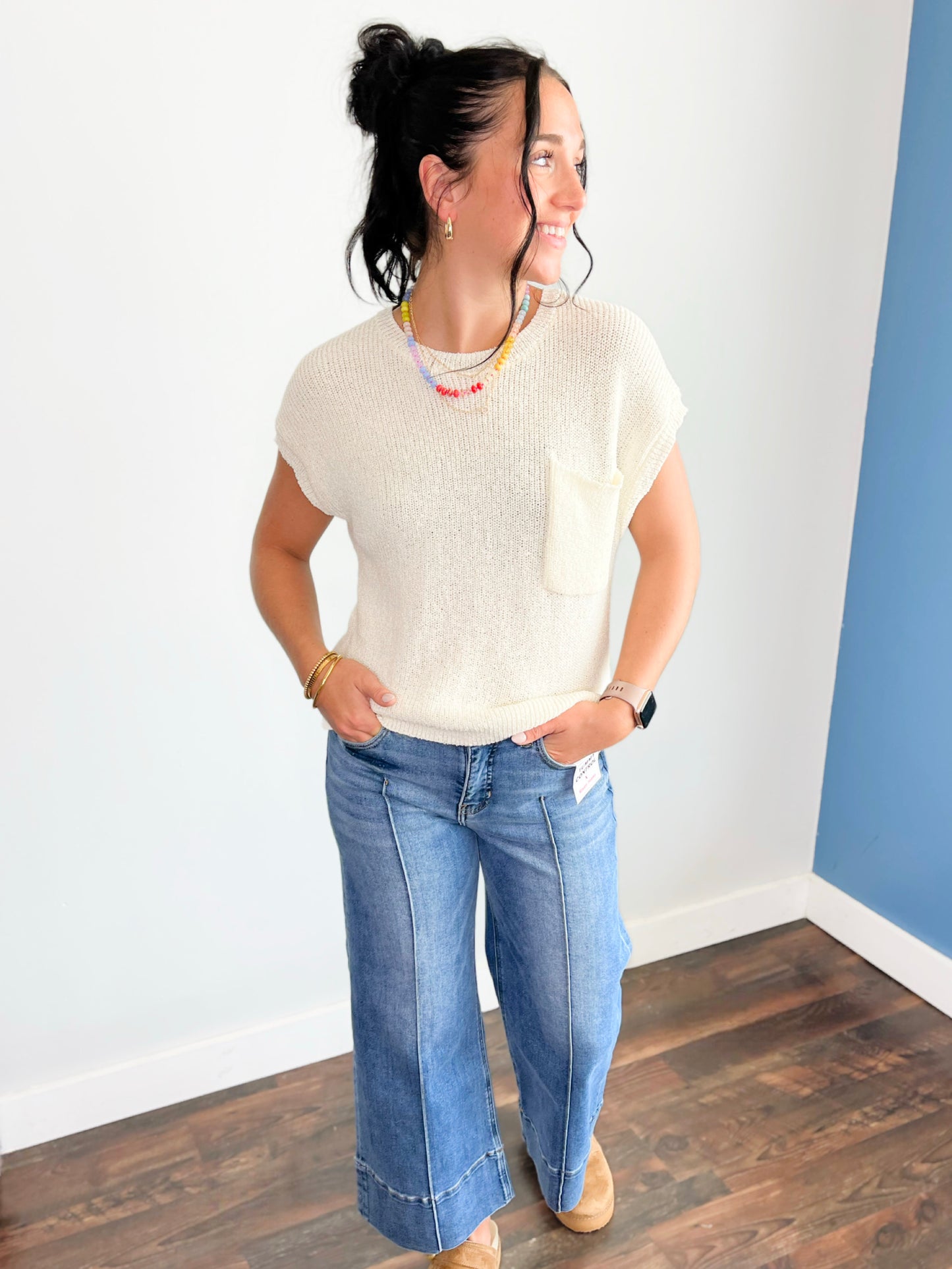 Myrtle Lightweight Sweater Top | Ivory