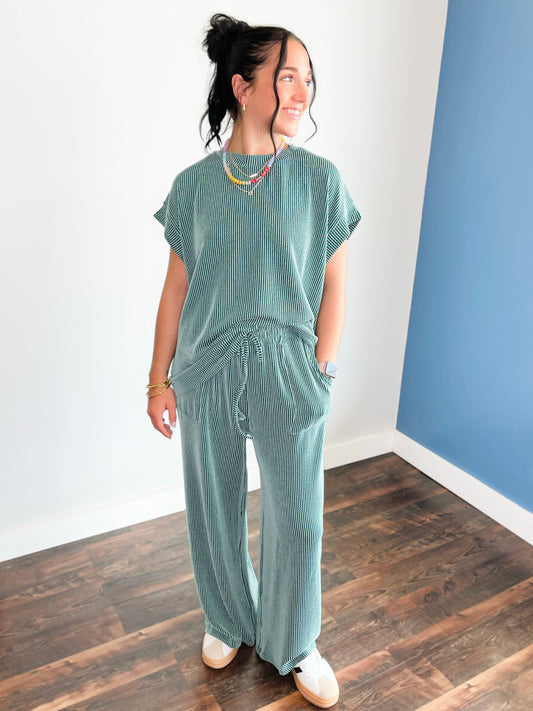 Jasper Ribbed Knit Set | Teal Green