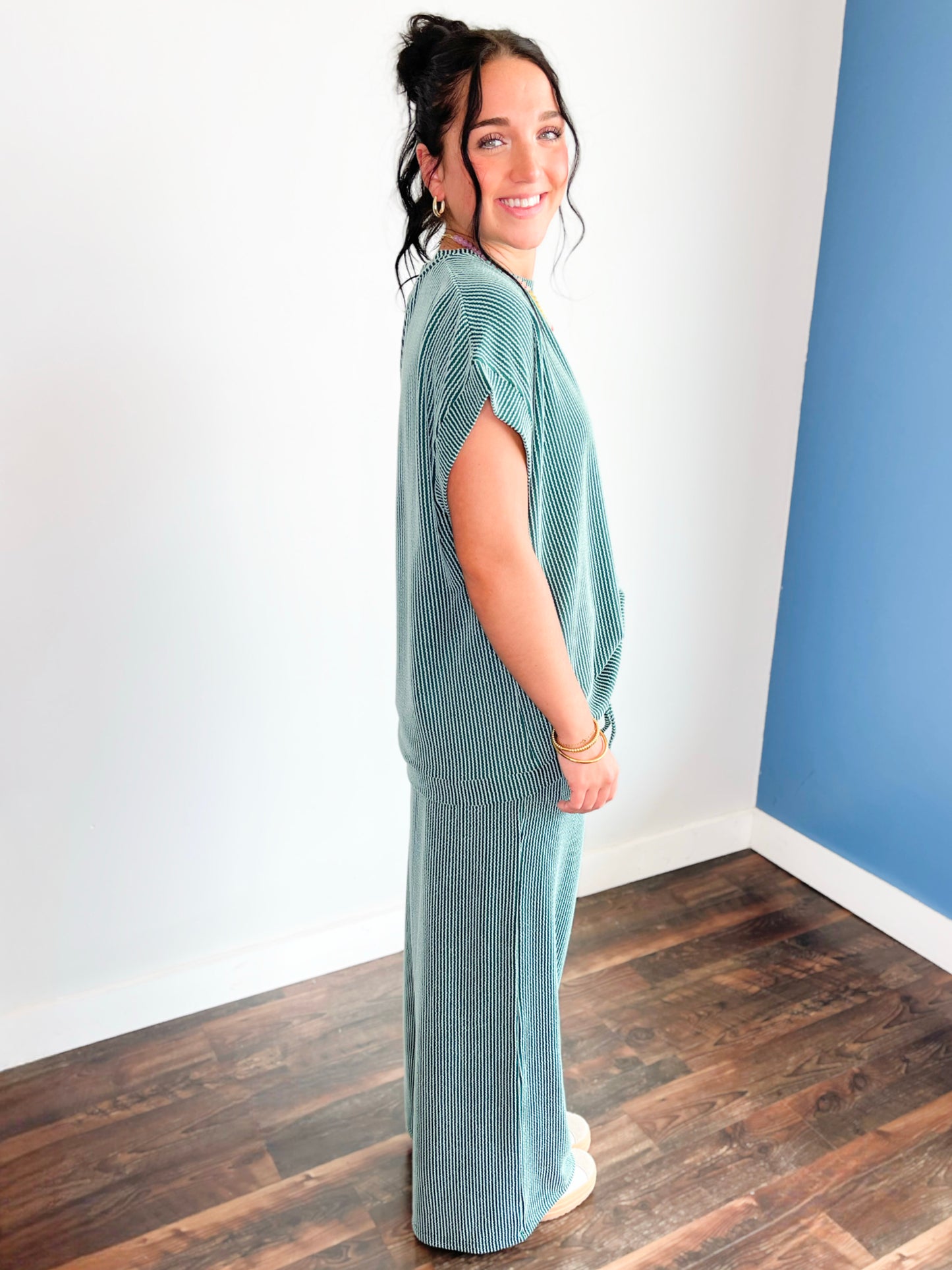 Jasper Ribbed Knit Set | Teal Green