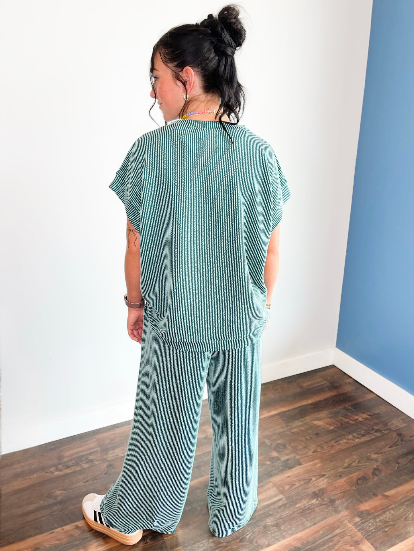 Jasper Ribbed Knit Set | Teal Green