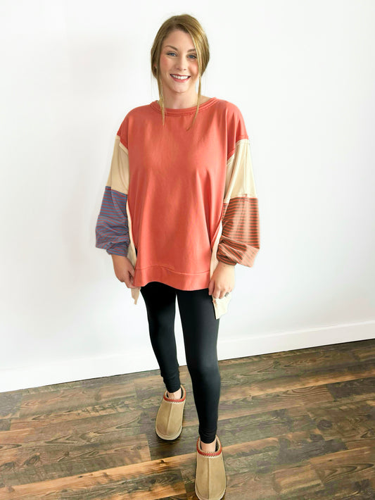 Cricket Color Block Stripe Sleeve Sweatshirt