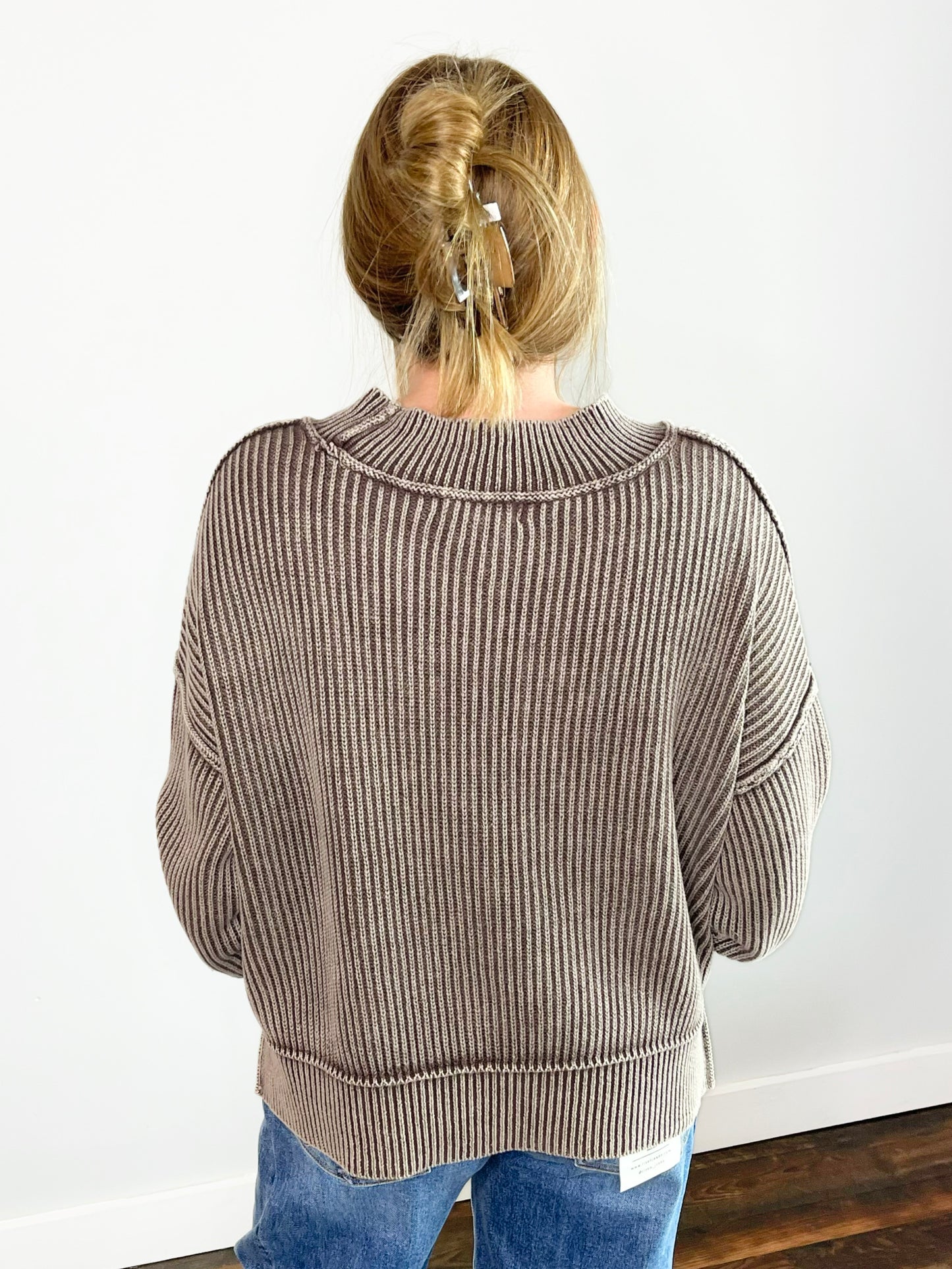 Eloise Washed Oversized Boxy Sweater | Brown