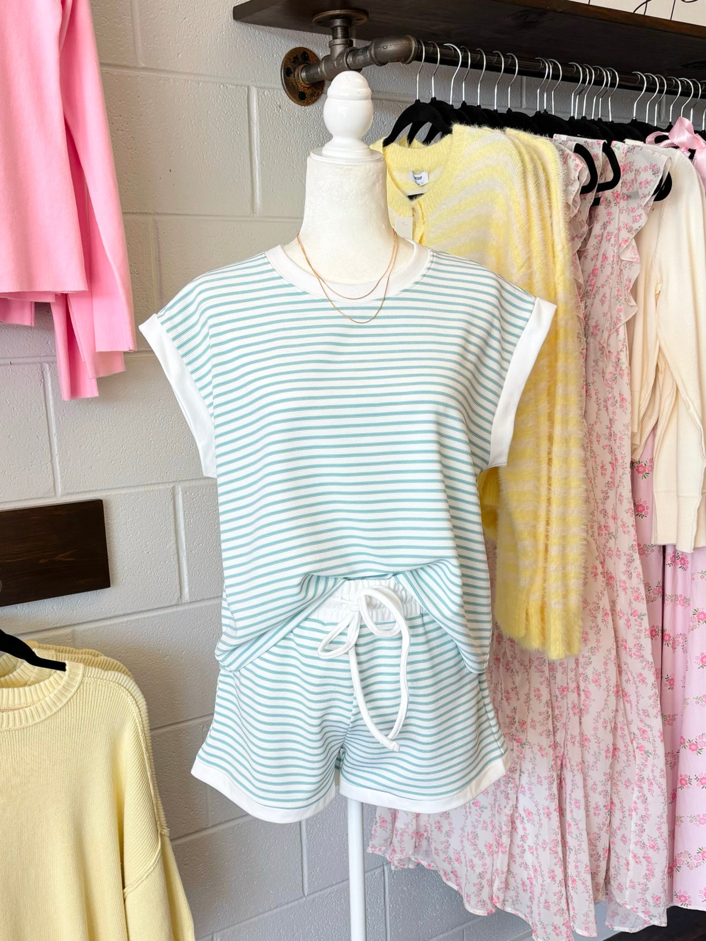 Chesney Striped Contrast Trim Set | Sea Angel