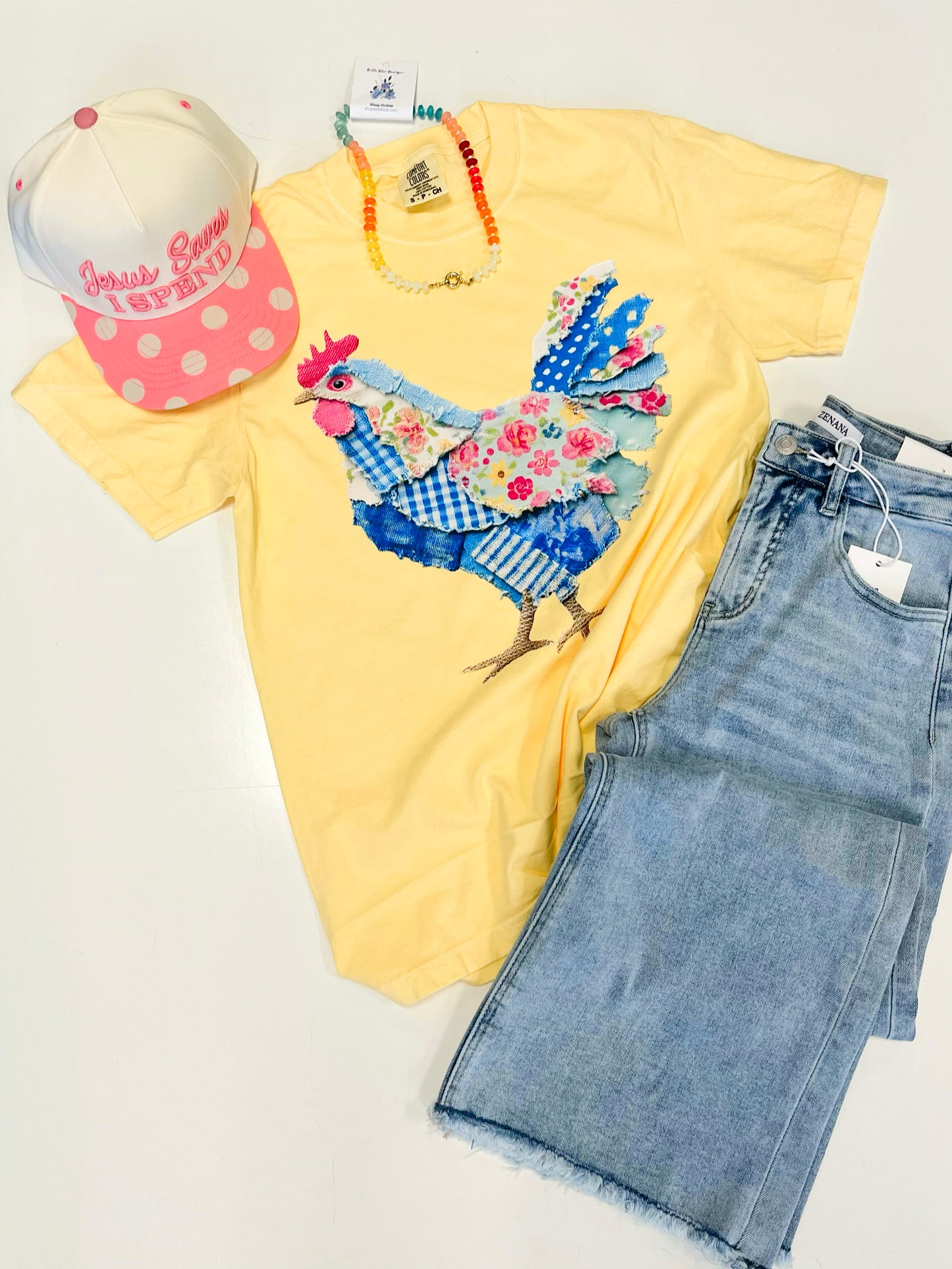 Faux Patchwork Chicken Tee