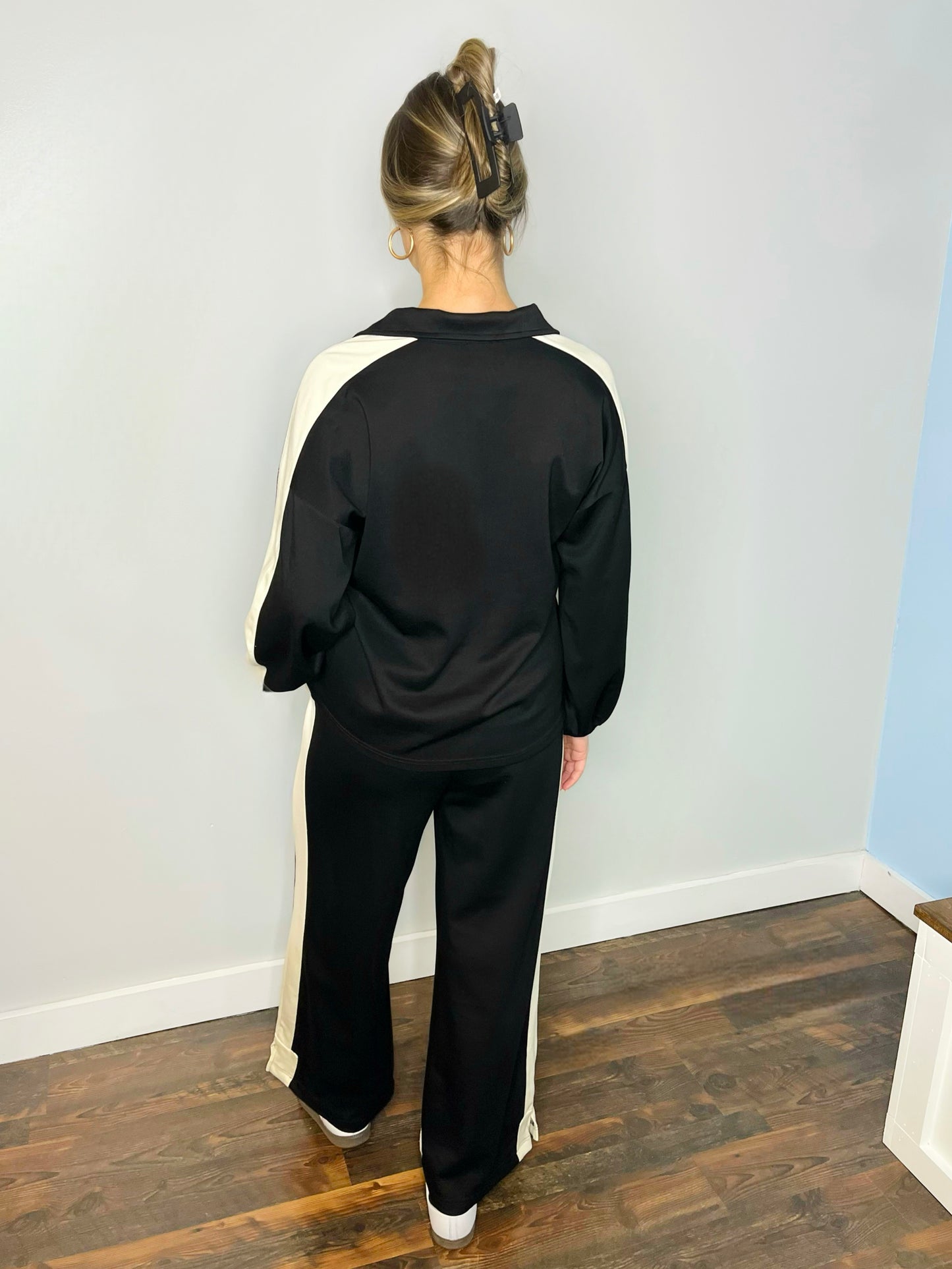 Dixie Contrast Strip Sweatsuit Set | Black