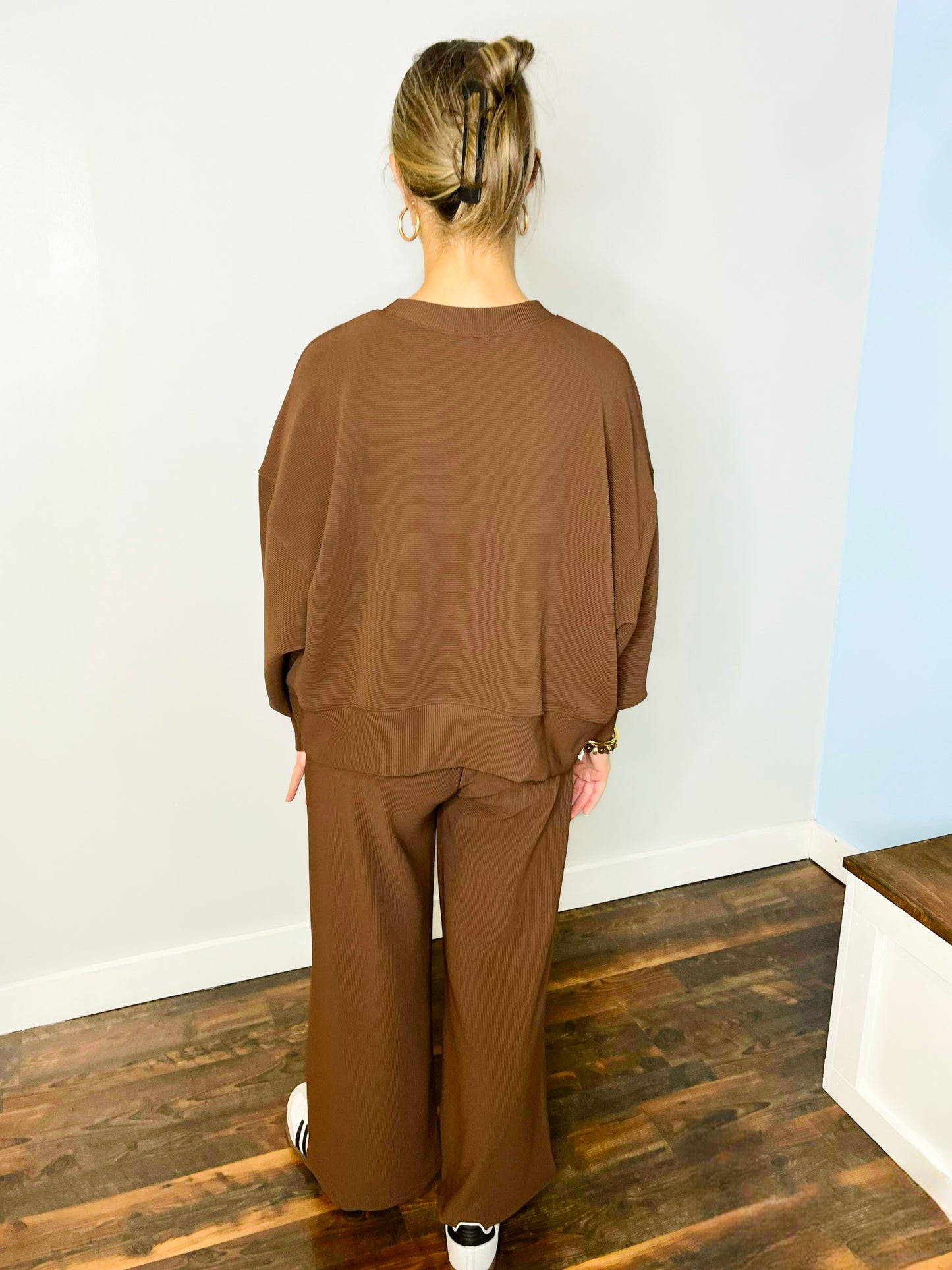 Emerson Ribbed Pullover & Pants Set | Brown