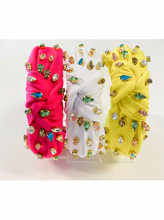 Multi-Colored Rhinestone Knot Headbands
