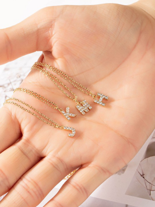 Rhinestone Initial Necklace