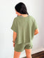 Lois Cotton Slub Short Set | Olive