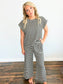 Walker Ribbed Top & Pants Set | Black/Cream