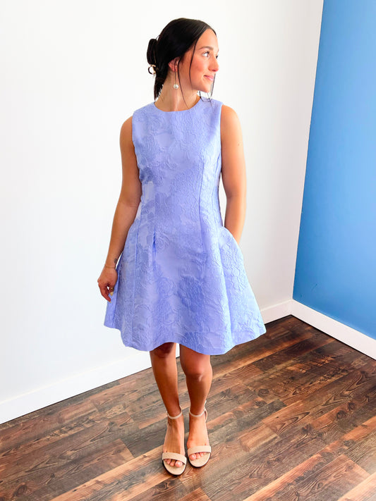 Vivienne Floral Jacquard Dress | Blue