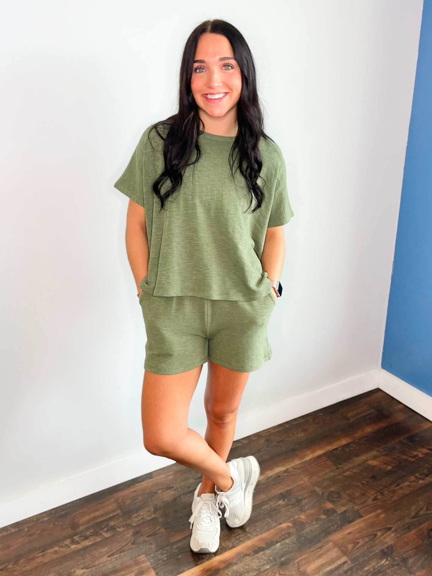 Lois Cotton Slub Short Set | Olive