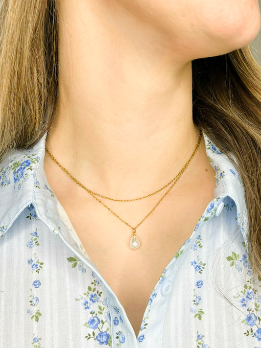 Gail Layered Pearl Pendant Necklace