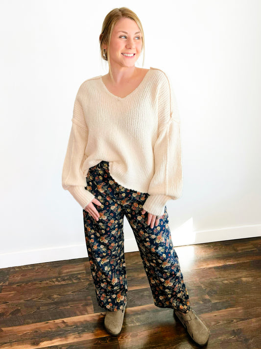 Mae Floral Denim Barrel Jeans