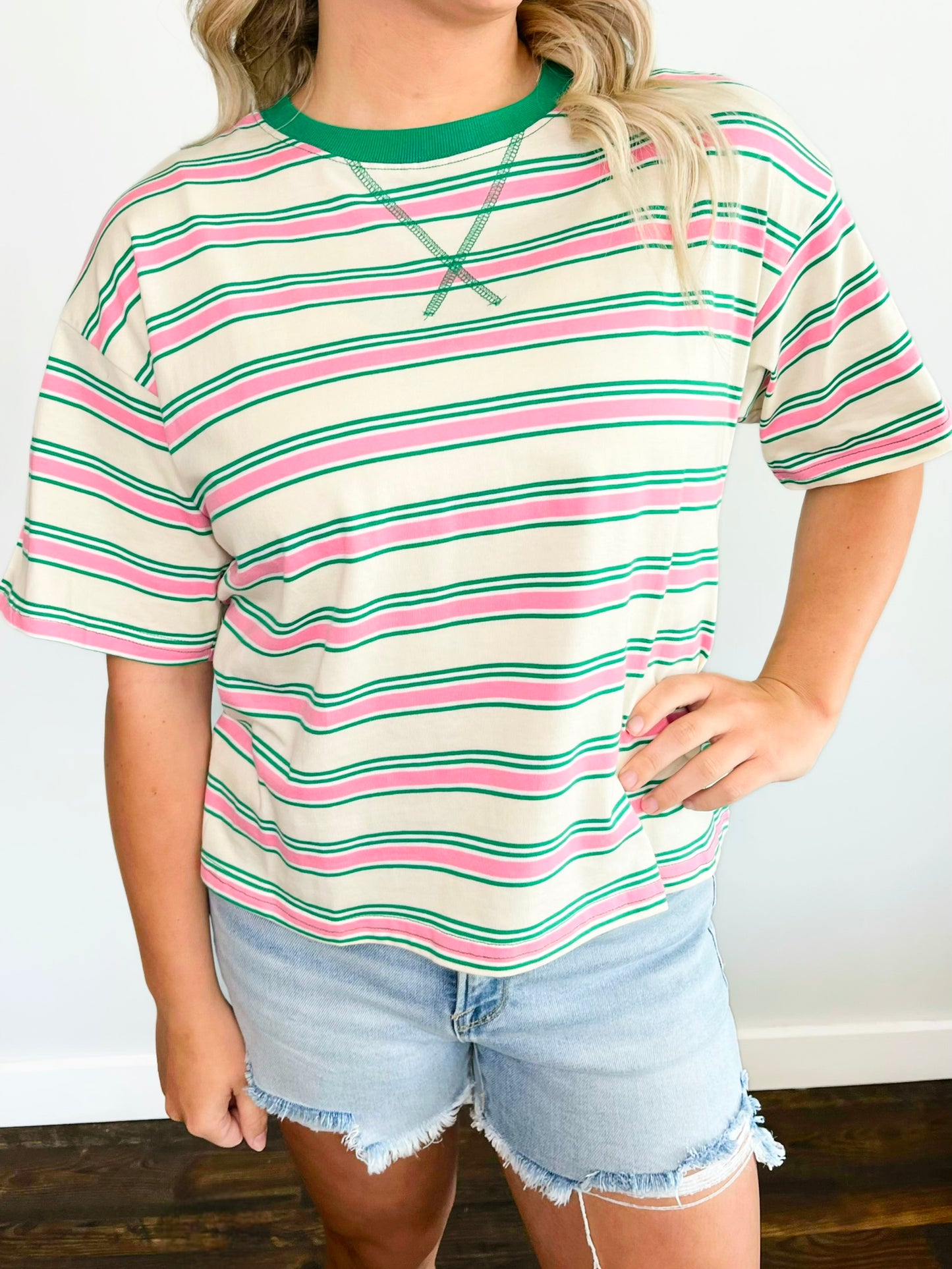 Evelyn Striped Top | Cream Combo