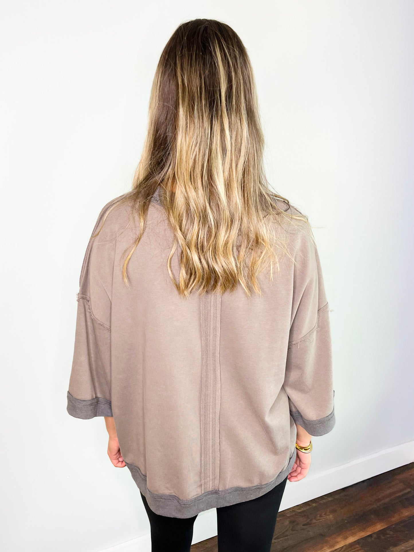 Addison Oversized Mineral Washed Top | Mocha