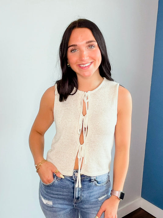 Andi Tie Front Vest | Cream