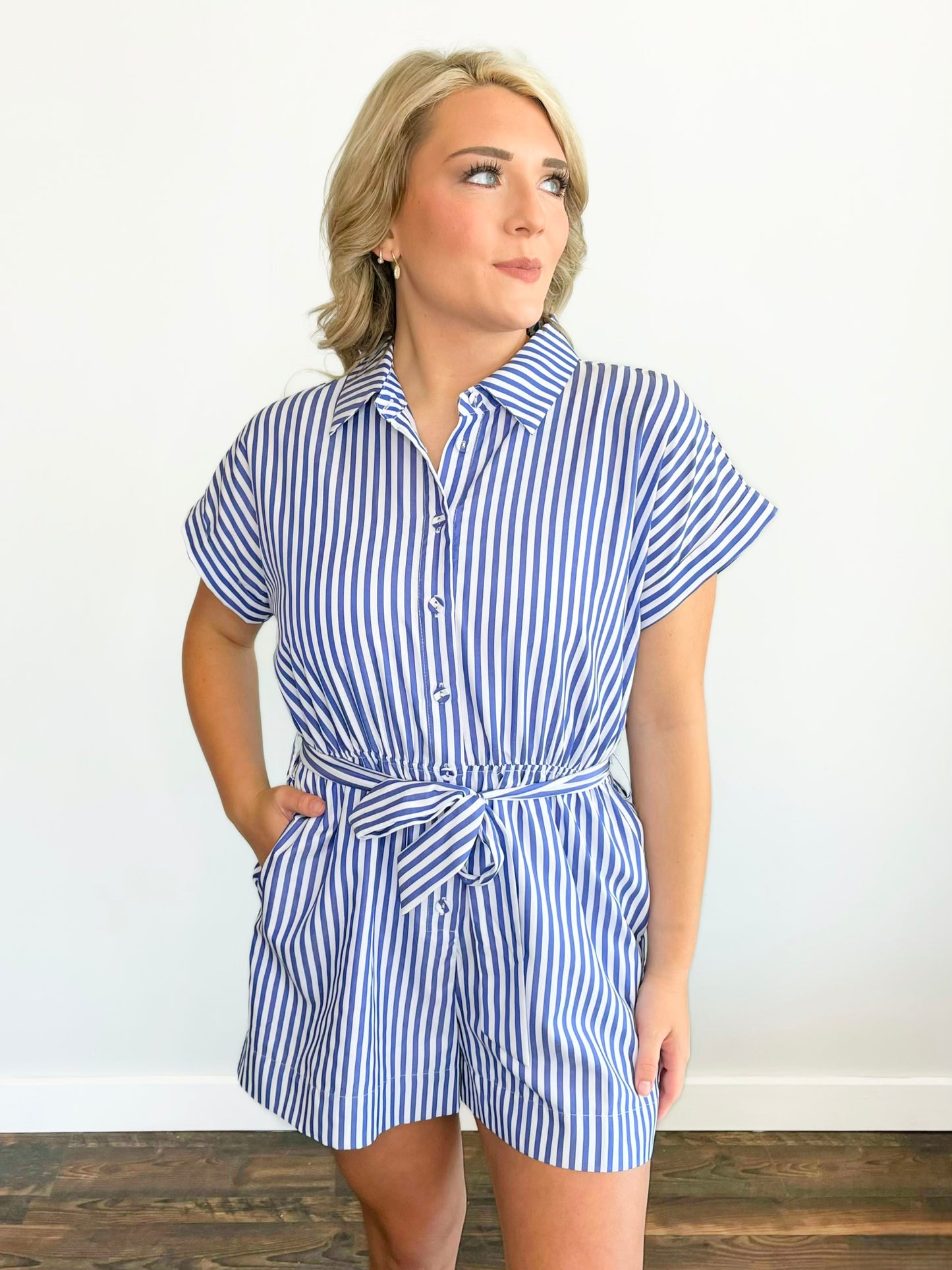 Matilda Striped Button-Down Romper