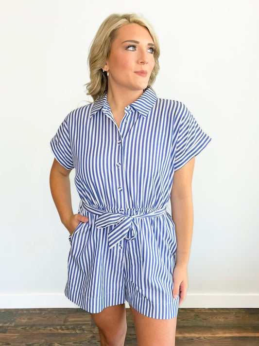 Matilda Striped Button-Down Romper