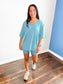 Mandy Cotton Short Sleeve Top and Biker Shorts Set | Dusty Teal