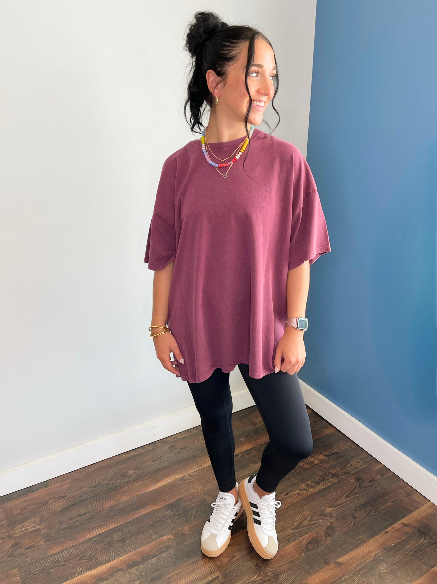 Stevie Mineral Washed Oversized Tee | Dark Cherry