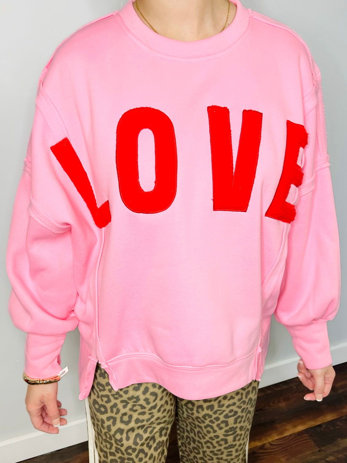 Love Embossed Oversized Sweatshirt