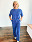 Briley Ribbed Short Sleeve Top and Pants Set | Classic Blue