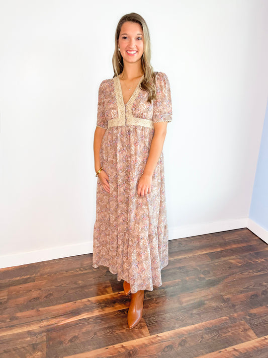 Missy Lace Trim Button Down Maxi Dress