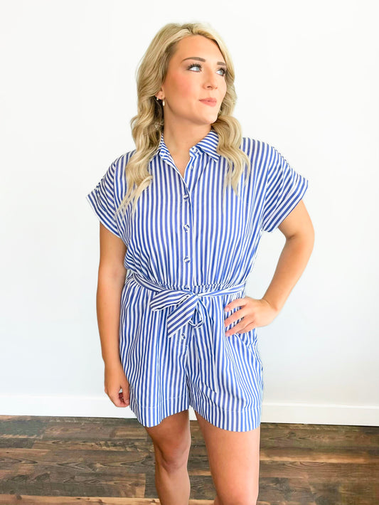Matilda Striped Button-Down Romper
