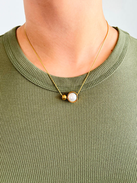 Louise Pearl & Ball Charm Necklace