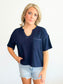 Georgie Ribbed Boxy Tee | Navy