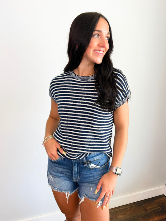 Felix Striped Knit Top | Navy