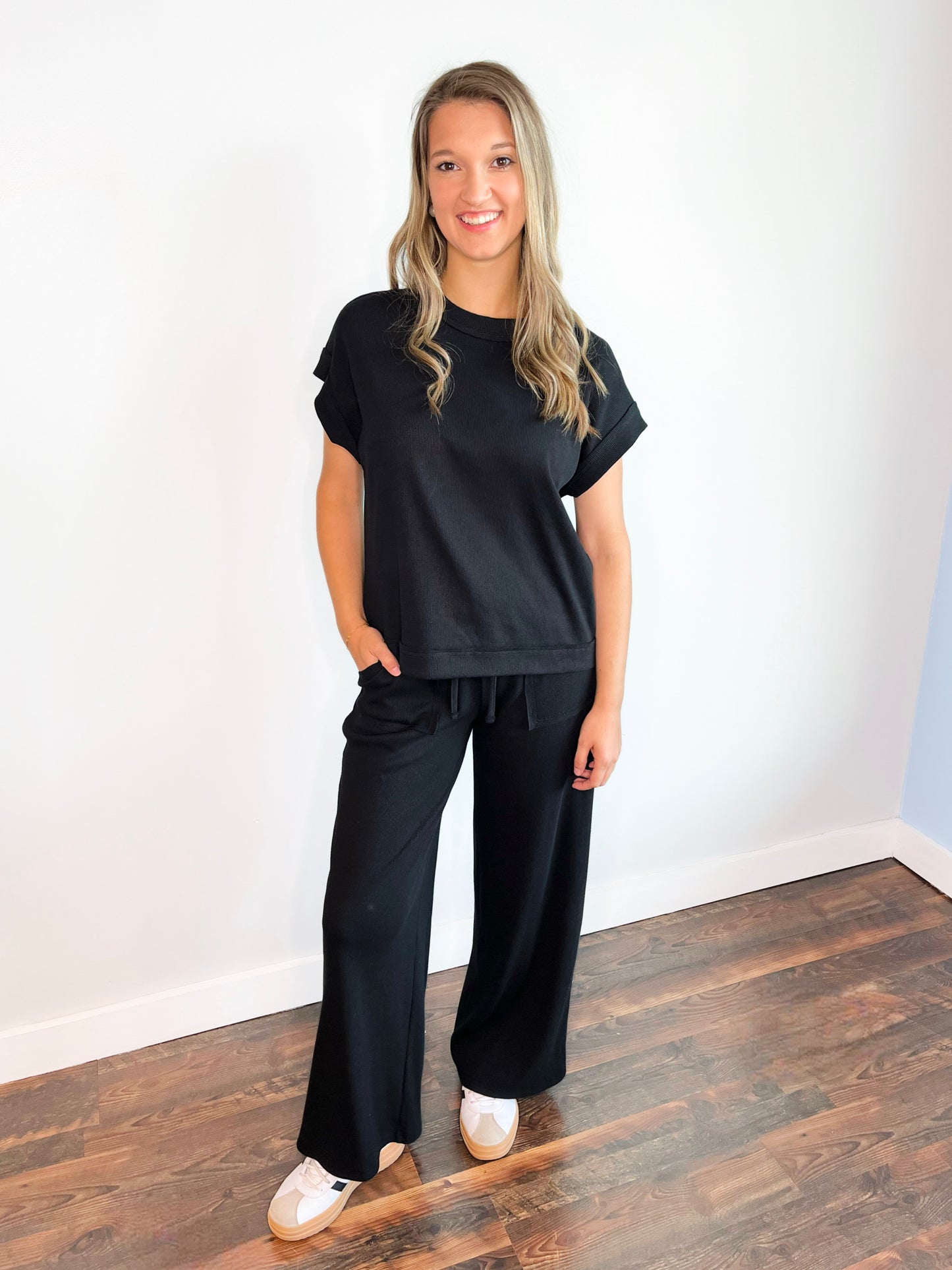 Hannah Ribbed Knit Set | Black