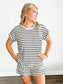 Nate Textured Stripe Top & Shorts Set | Black