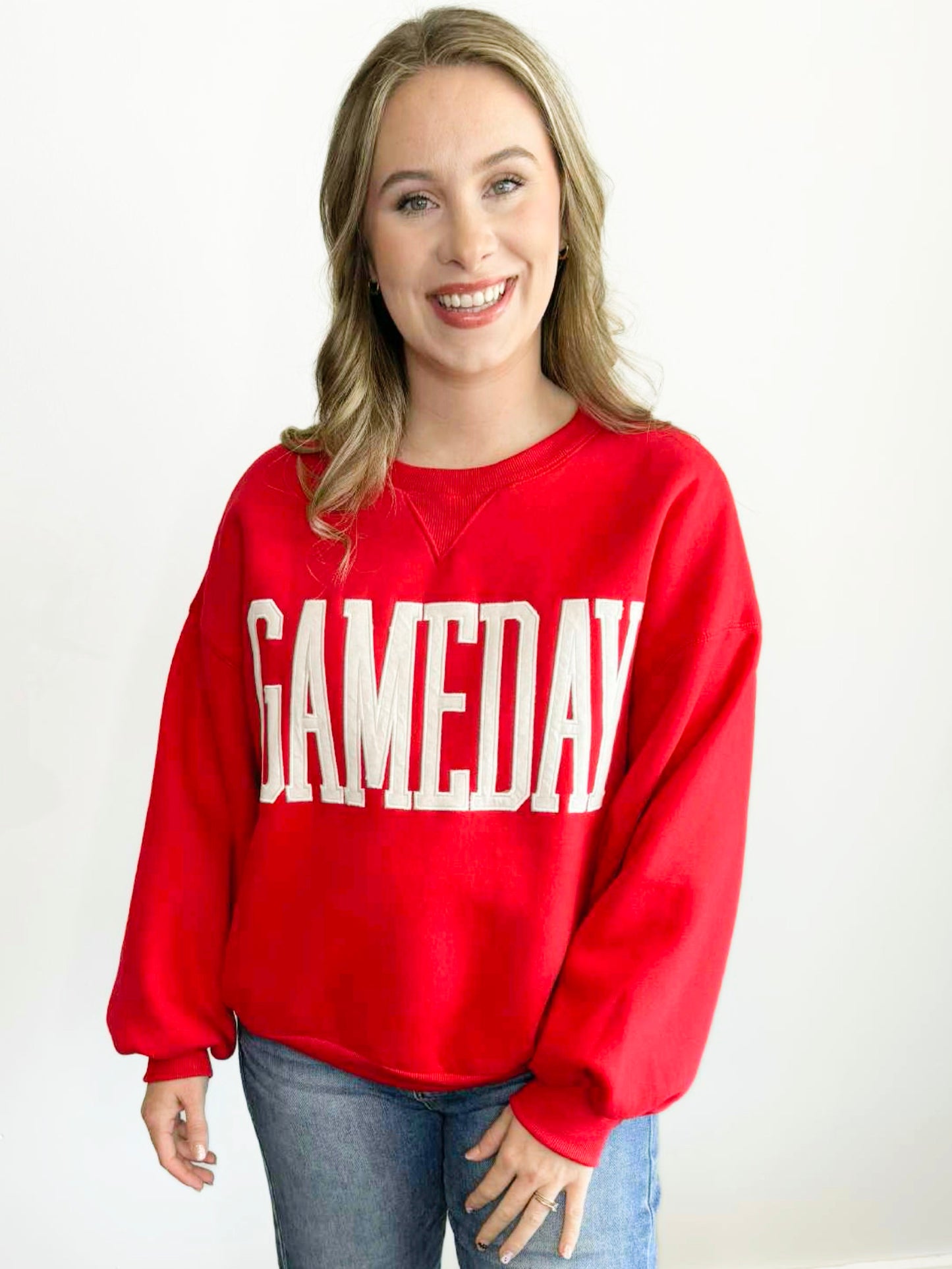 Game Day Embroidered Sweatshirt | Red