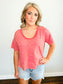 Bessie Washed Striped Tee | Red