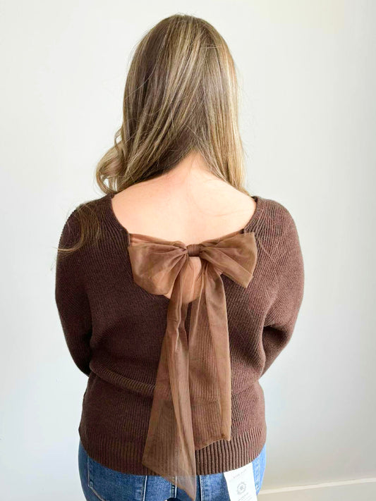 Charlotte Bow Back Sweater | Brown