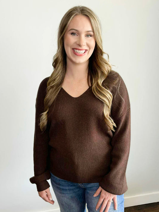 Charlotte Bow Back Sweater | Brown