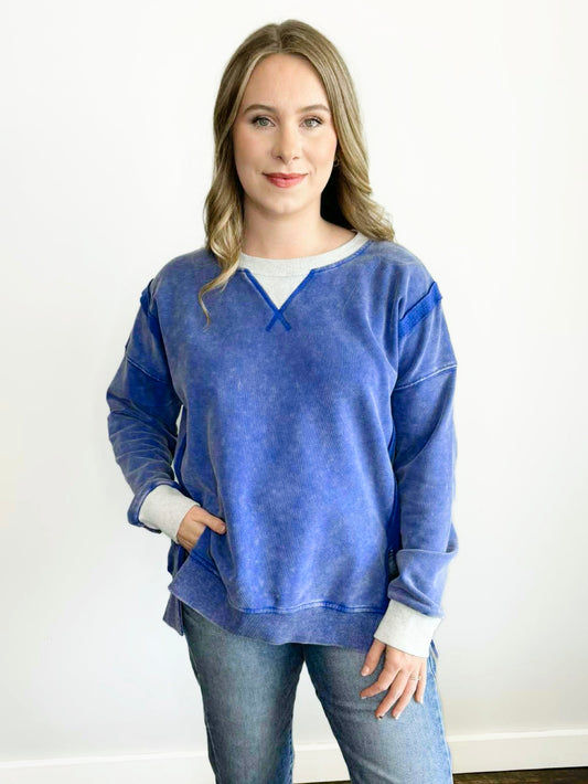 Mabel Color Block Sweatshirt | Royal