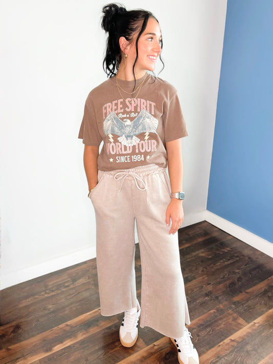 Mila Acid Wash Fleece Pants | Ash Mocha